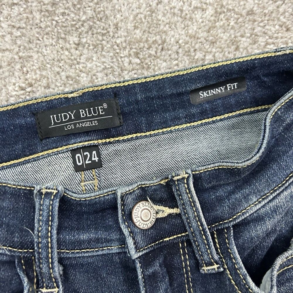 Judy Blue Jeans Skinny Fit Women's Size 0/24 Stretchy Raw Hem - Picture 4 of 10
